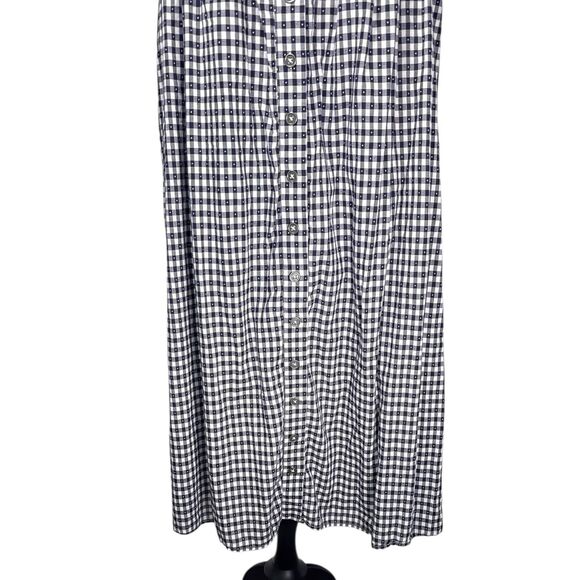 ModCloth Women’s 2X Navy Check Maxi Dress Cotton Button Front Sleeveless Casual - Picture 6 of 9